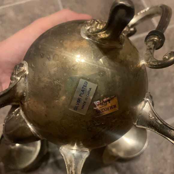 3 piece Vintage Tea Coffee Silverplated Victorian Rose Wm Rogers Creamer Sugar - Picture 11 of 11